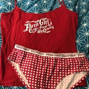 Farm Girl Red Gingham Camisole Sleep Set
